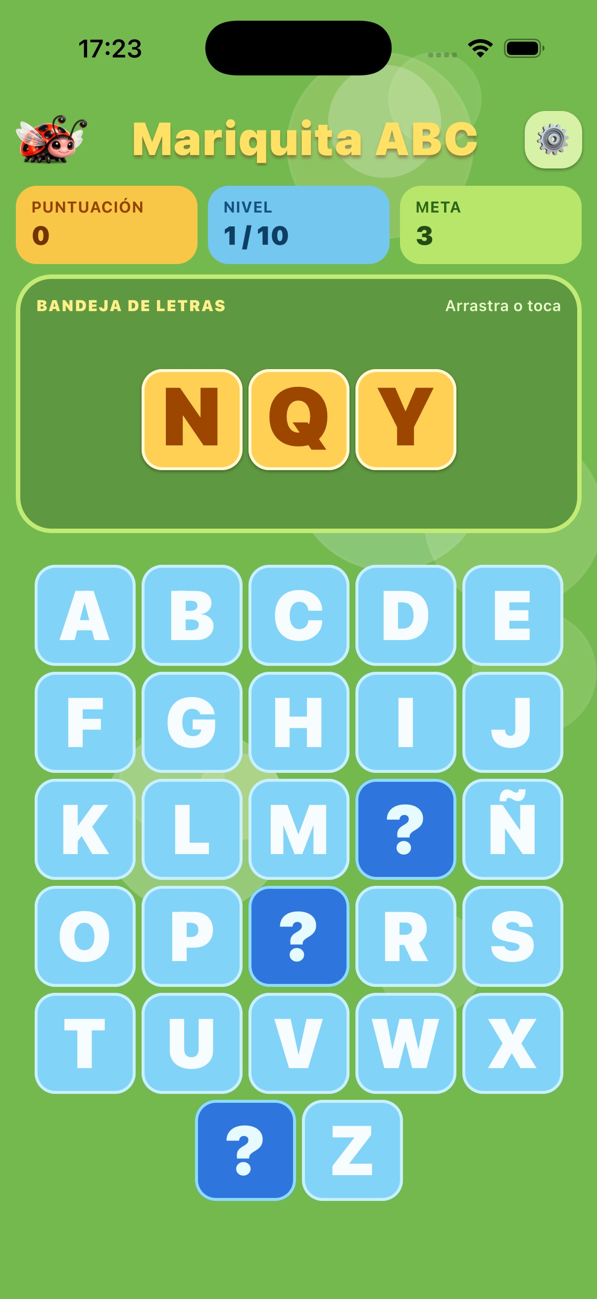 Ladybug ABC gameplay screen